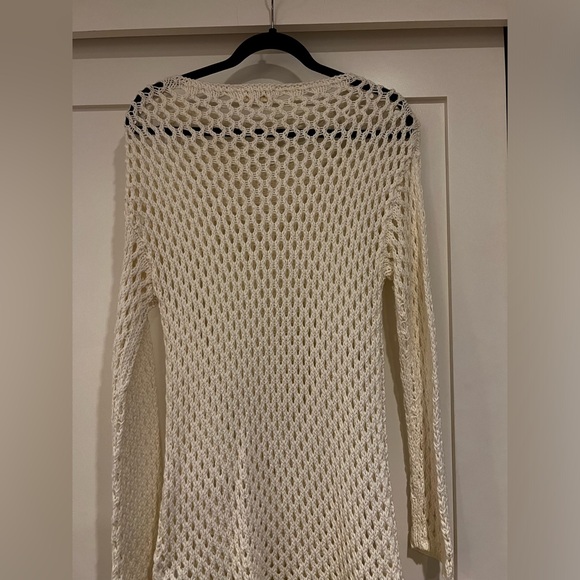 Women’s Small Open Edit Open Stitch Cotton Blend Tunic Sweater in White - Picture 3 of 3